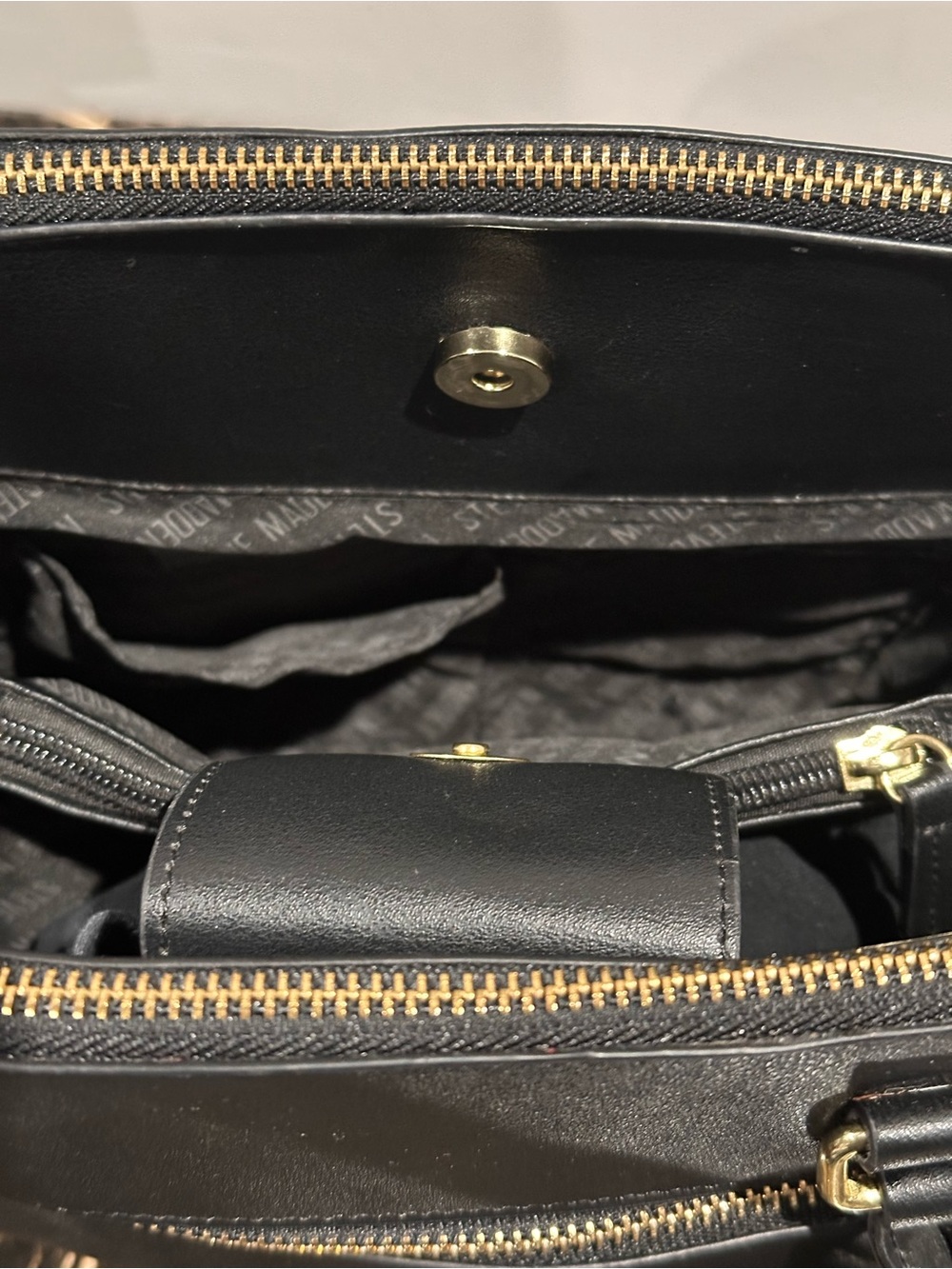 Steve Madden Black Dome Satchel with Gold Hardware - Picture 4 of 10